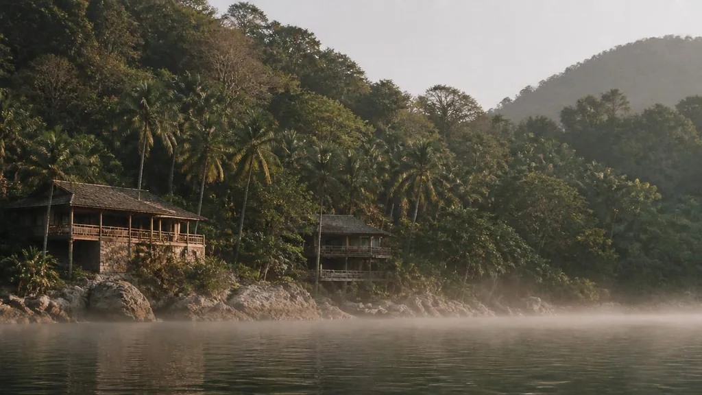 Luxury resort villas integrated into tropical landscape and water